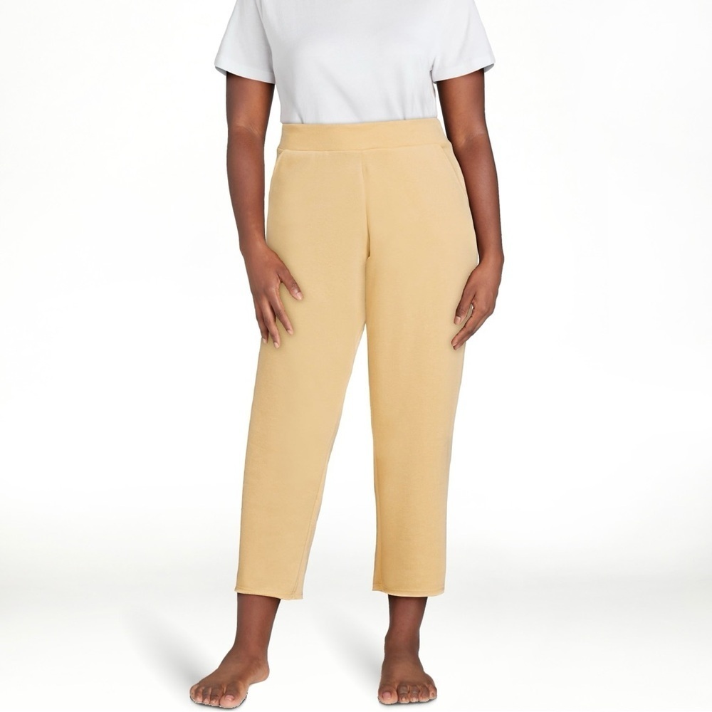 Secret Treasures Soft Mellow Yellow Sleep Lounge Pants Crop Pockets NEW Straight